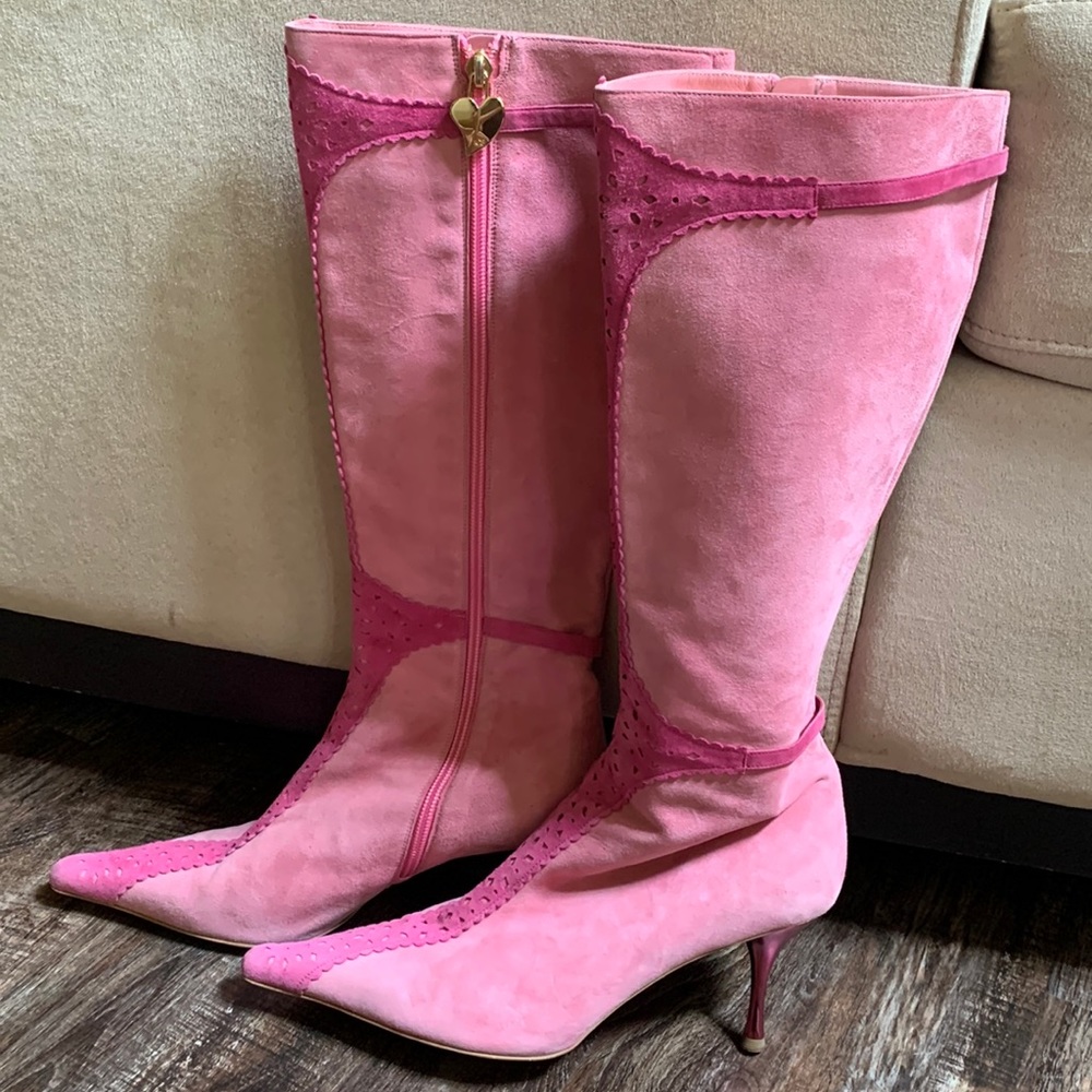 Pink zip Up Escada Boots